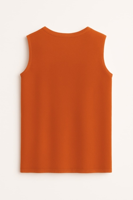 Mizalle Nar Çiçeği Yuvarlak Yaka Rayon Örme Kolsuz Uzun Triko Tunik - Mizalle (1)