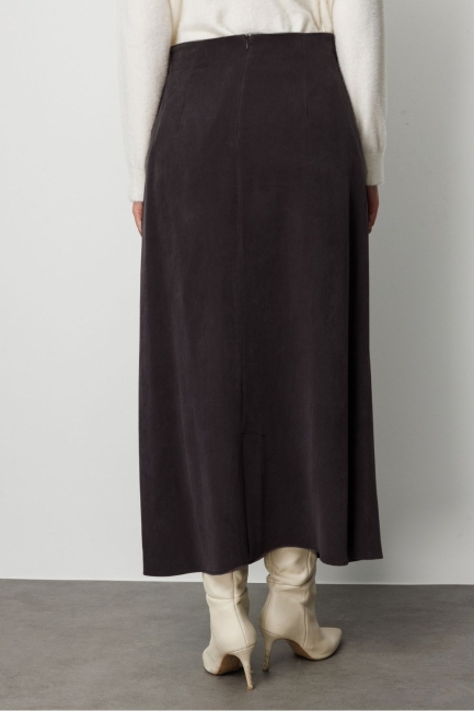 Mizalle A Kesim Cupro Siyah Maksi Etek - Mizalle (1)