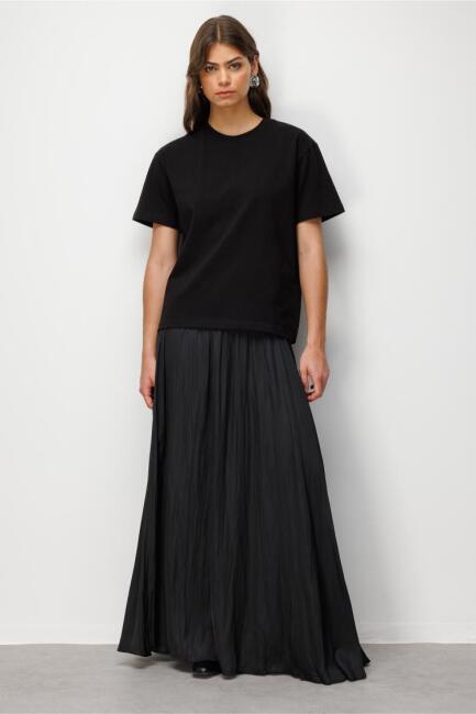 Mizalle Basic Düz Suprem Siyah T-Shirt - Mizalle (1)