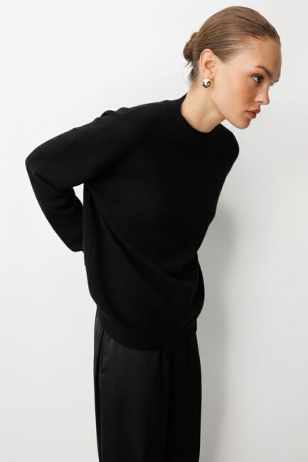 Mizalle Basic Yarım Balıkçı Siyah Triko Kazak - Mizalle (1)