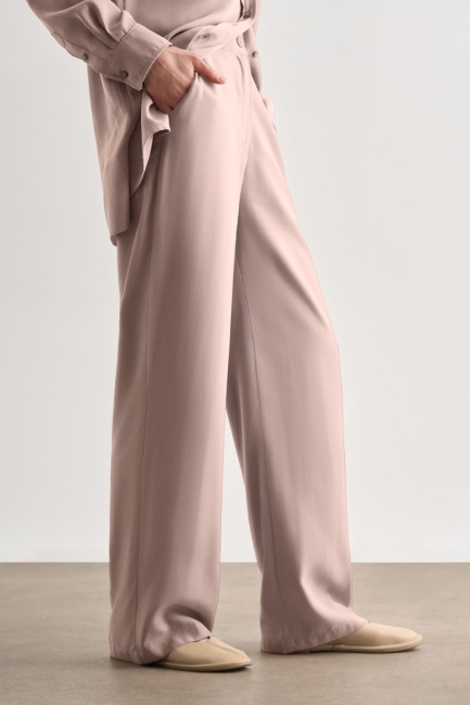 Mizalle Bej Rengi Kemerli Rahat Kesim Modal Pantolon - Mizalle (1)