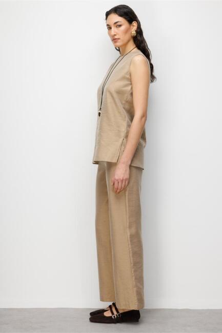 Mizalle Bej Rengi Kolsuz Basic Bluz - Mizalle (1)