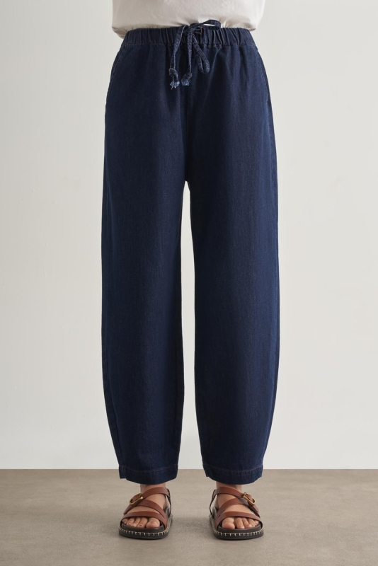 Mizalle Beli İpli Balon Fit Lacivert Denim Pantolon · 3
