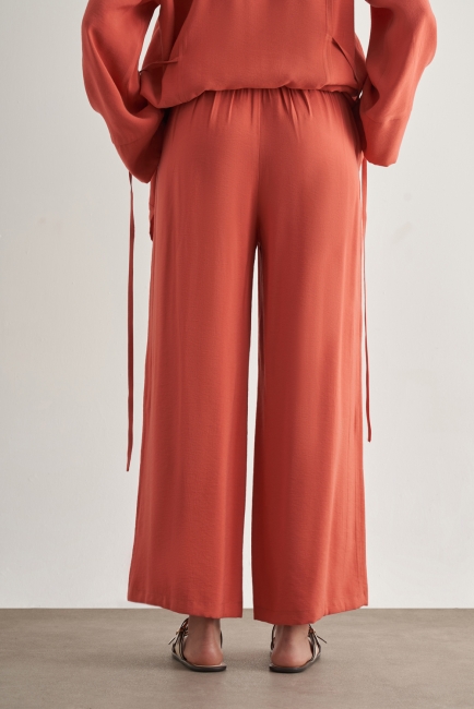 Mizalle Beli İpli Modal Karışımlı Mercan Rengi Rahat Pantolon - Mizalle (1)