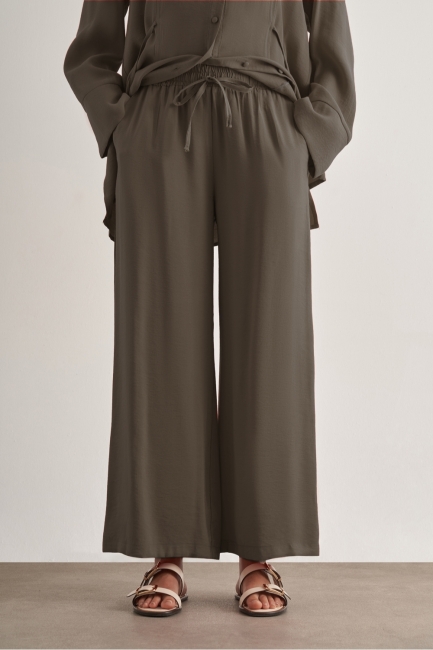 Mizalle Beli İpli Modal Karışımlı Vizon Rengi Rahat Pantolon - Mizalle