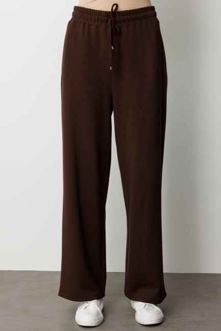 Mizalle Beli Lastikli Yumuşak Dokulu Kahverengi Jogger Panton - Mizalle (1)