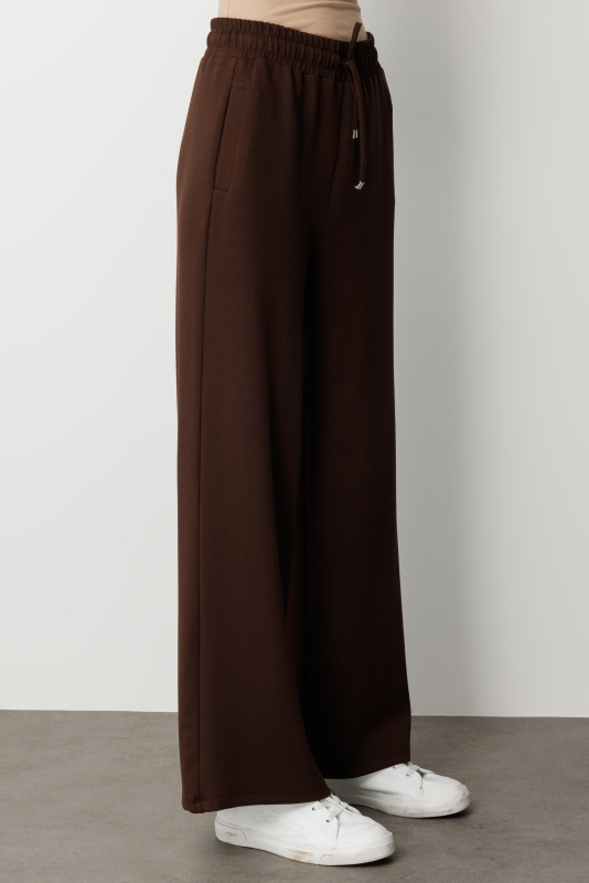 Mizalle Beli Lastikli Yumuşak Dokulu Kahverengi Jogger Panton · 3