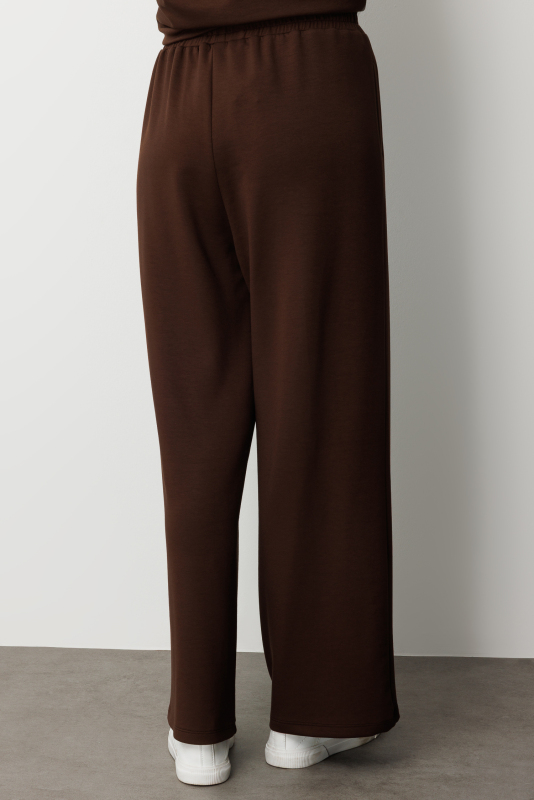 Mizalle Beli Lastikli Yumuşak Dokulu Kahverengi Jogger Panton · 5