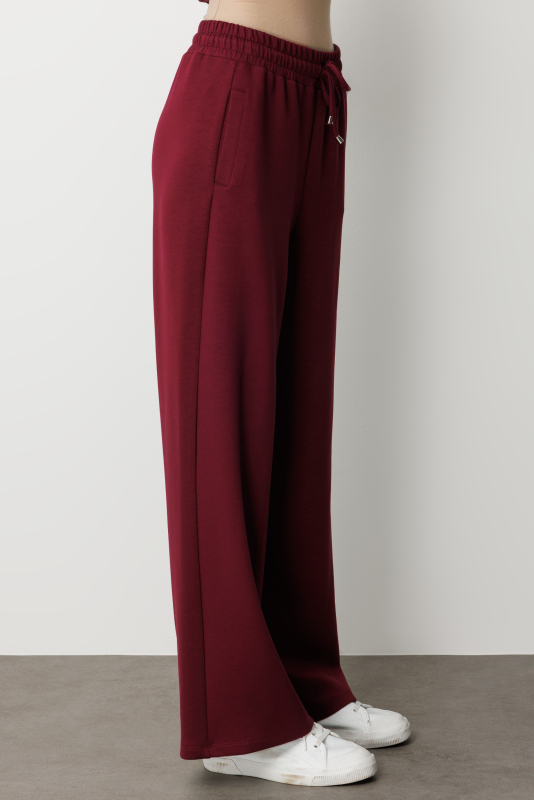 Mizalle Beli Lastikli Yumuşak Dokulu Mürdüm Jogger Pantolon · 4