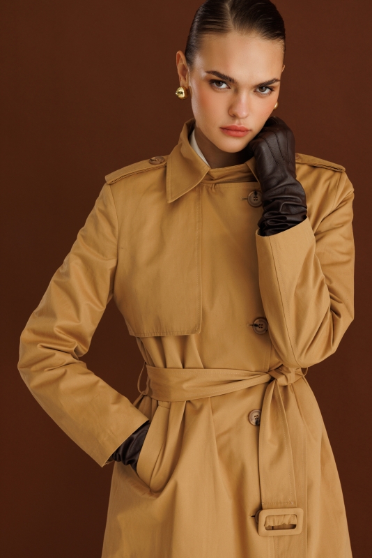 Mizalle Camel  Apoletli Klasik Maxi Mac Trençkot · 8