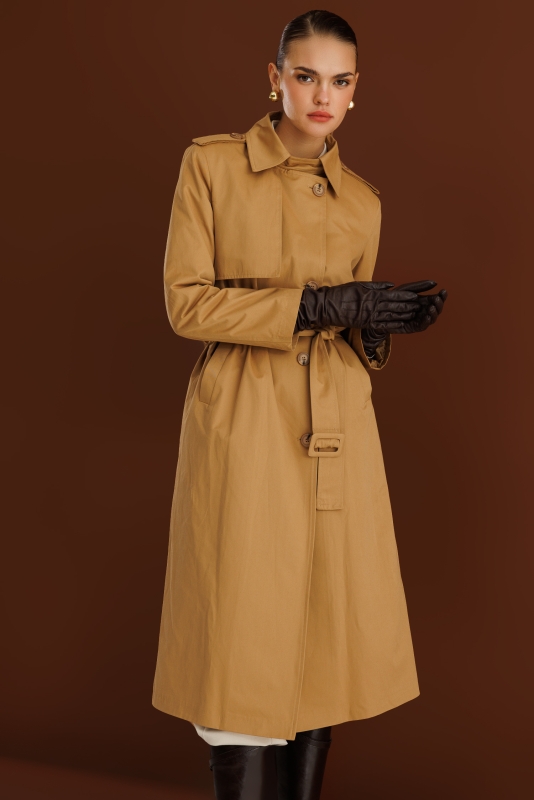 Mizalle Camel  Apoletli Klasik Maxi Mac Trençkot · 5