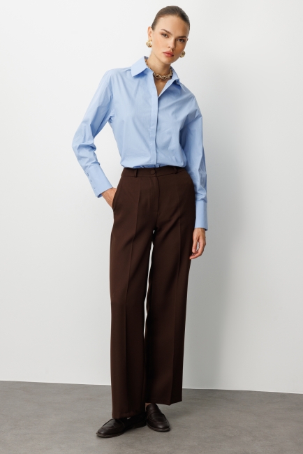 Mizalle Cepli Klasik Kahverengi Kumaş Pantolon - Mizalle (1)