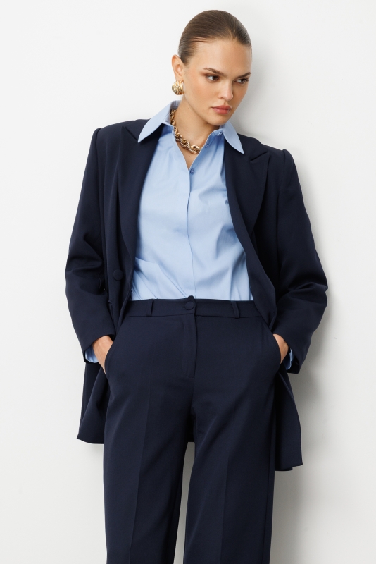 Mizalle Cepli Klasik Lacivert Kumaş Pantolon · 4