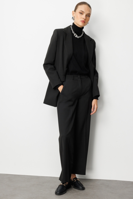 Mizalle Cepli Klasik Siyah Kumaş Pantolon - Mizalle (1)