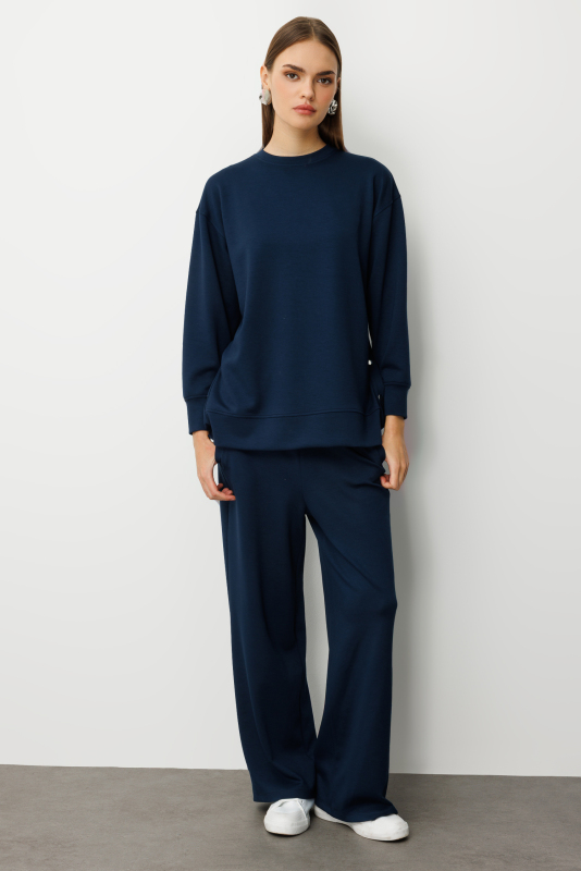 Mizalle Çıtçıtlı Yumuşak Dokulu İndigo Mavi Spor Tunik · 4
