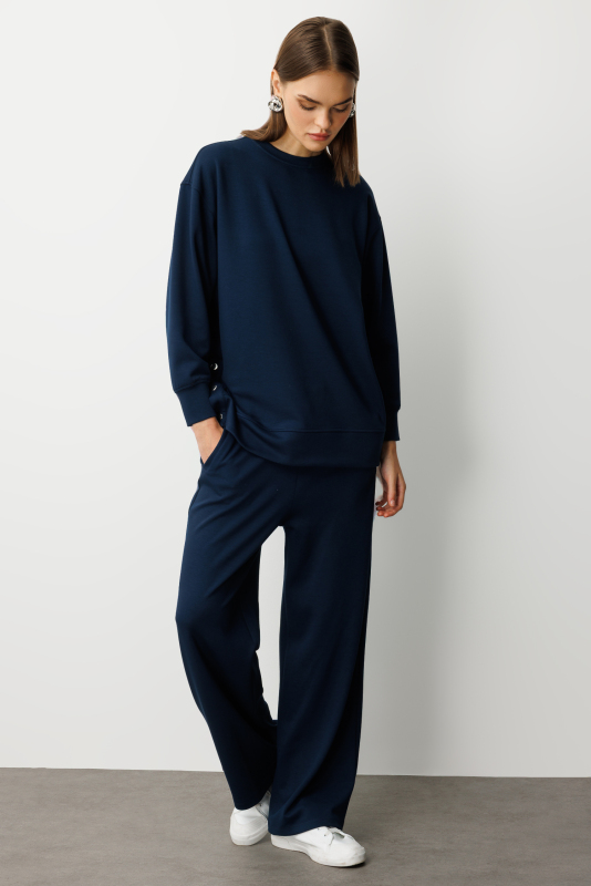 Mizalle Çıtçıtlı Yumuşak Dokulu İndigo Mavi Spor Tunik · 5