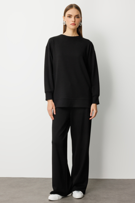 Mizalle Çıtçıtlı Yumuşak Dokulu Siyah Spor Tunik - Mizalle (1)