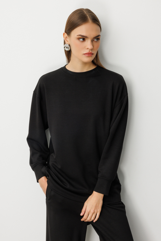 Mizalle Çıtçıtlı Yumuşak Dokulu Siyah Spor Tunik · 5