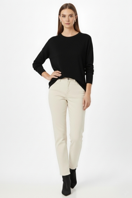 Mizalle Ekstra Oversize Düşük Kol Basic Siyah İnce Triko Kazak - Mizalle (1)