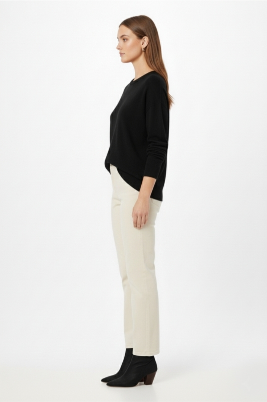 Mizalle Ekstra Oversize Düşük Kol Basic Siyah İnce Triko Kazak · 3