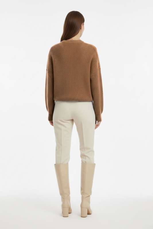 Mizalle Ekstra Oversize Düşük Kollu Selanik Örgü Camel Kazak · 6