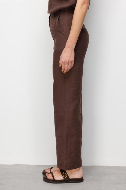 Mizalle Geniş Paça Kahverengi Basic pantolon - Mizalle (1)