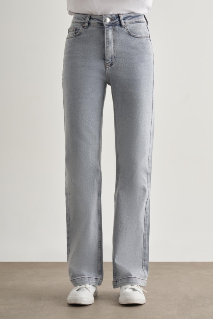 Mizalle Geniş Paça Yüksek Bel Kar Mavi Denim Pantolon - Mizalle (1)