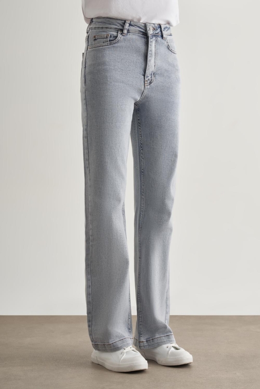 Mizalle Geniş Paça Yüksek Bel Kar Mavi Denim Pantolon · 3