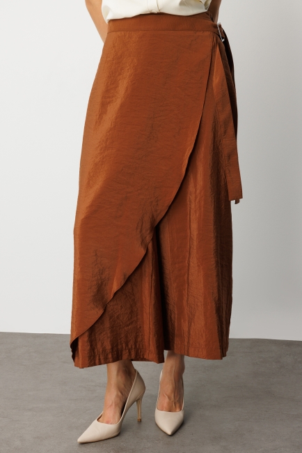 Mizalle Kahverengi Geniş Paçalı Pantolon Etek - Mizalle (1)