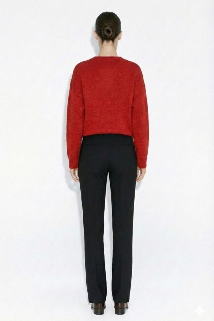 Mizalle Kalın Örgü Desenli Kırmızı Kazak - Mizalle (1)