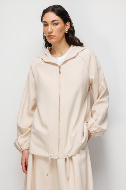 Mizalle Kapüşonlu Bej Rengi Bomber Ceket - Mizalle (1)