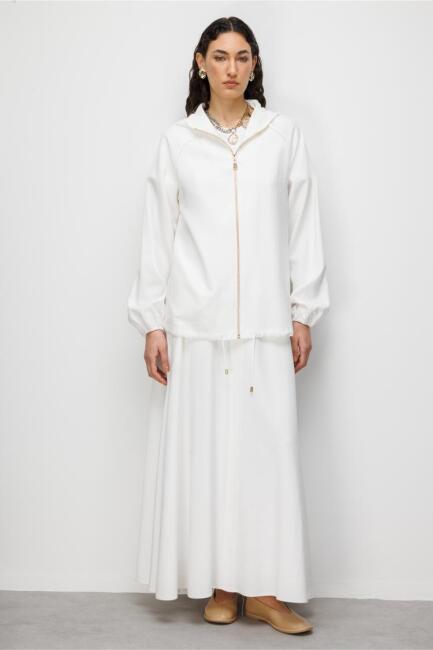 Mizalle Kapüşonlu Beyaz Bomber Ceket - Mizalle (1)