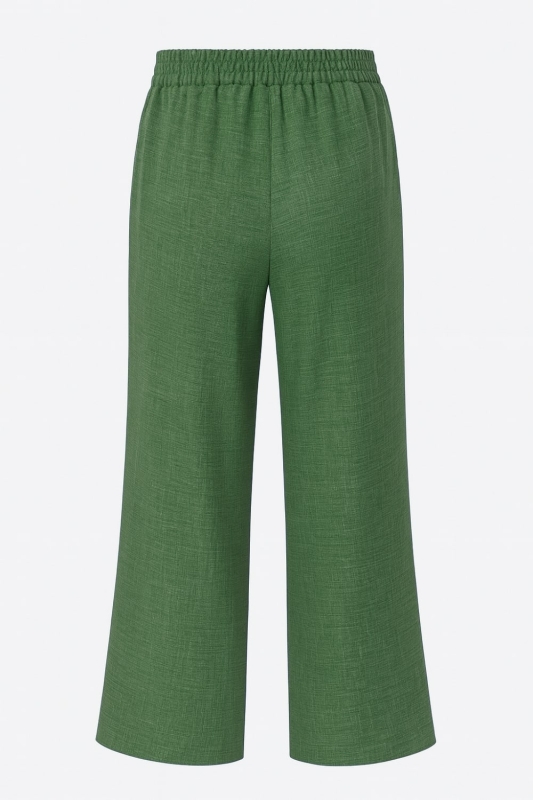 Mizalle  Keten Dokulu Beli Lastikli Haki Bol Kesim Pantolon · 6