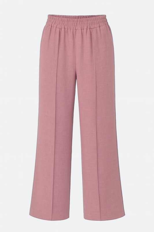 Mizalle  Keten Dokulu Beli Lastikli Pembe Bol Kesim Pantolon · 5