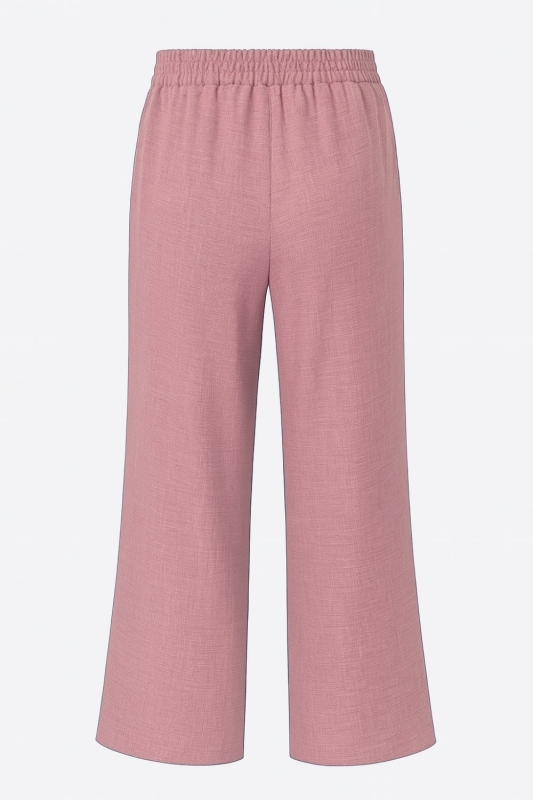 Mizalle  Keten Dokulu Beli Lastikli Pembe Bol Kesim Pantolon · 6