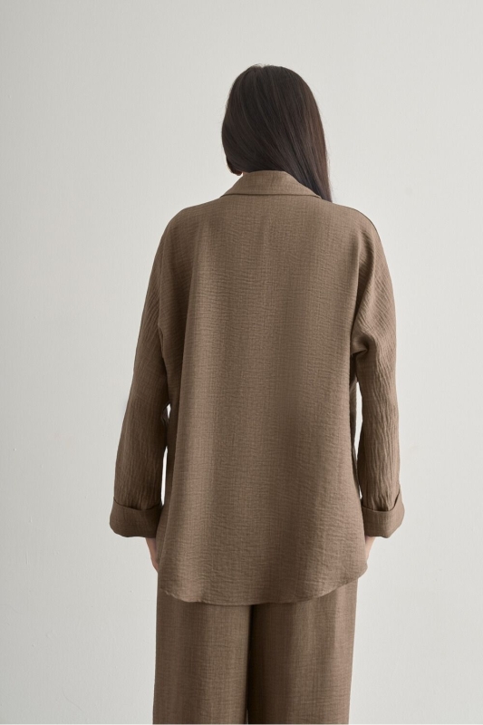 Mizalle Keten Dokulu Torba Cepli Kahverengi Tunik · 4