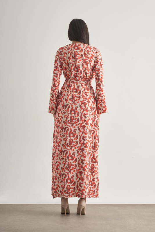 Mizalle Kırmızı Botanik Desenli Kimono Takım · 4