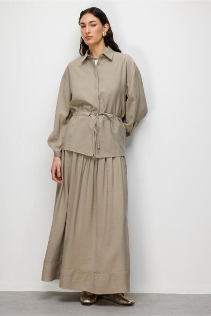 Mizalle Korsajlı Vizon Rengi Maksi Etek - Mizalle (1)