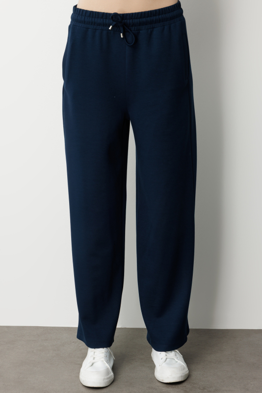 Mizalle Lastikli Yumuşak Dokulu İndigo Mavi Jogger Pantolon · 3