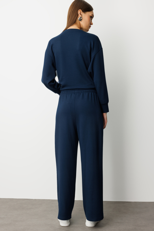 Mizalle Lastikli Yumuşak Dokulu İndigo Mavi Jogger Pantolon · 6