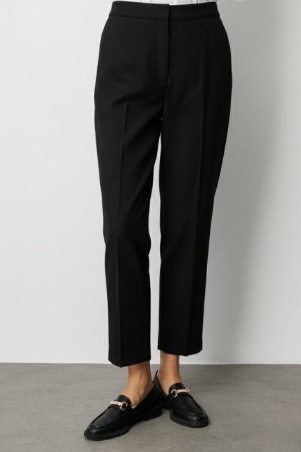 Mizalle Melanj Dokuma Siyah Klasik Pantolon - Mizalle