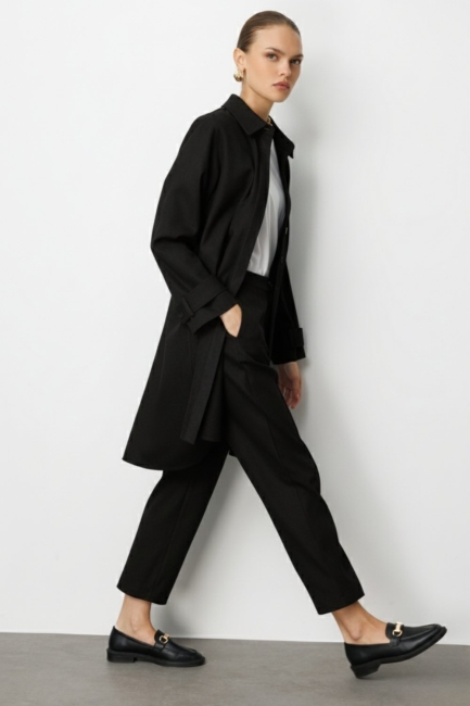 Mizalle Melanj Dokuma Siyah Klasik Pantolon - Mizalle (1)