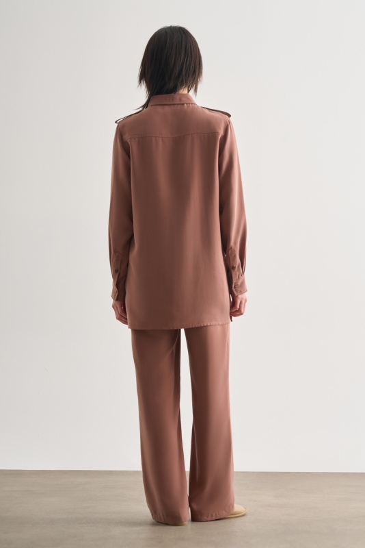 Mizalle Modal Karışımlı Apoletli Karamel Rengi Tunik · 4