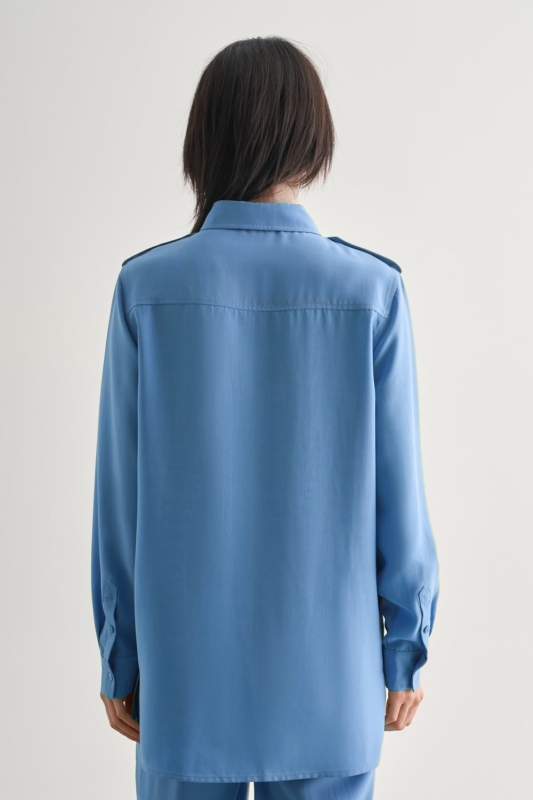 Mizalle Modal Karışımlı Apoletli Mavi Tunik · 4