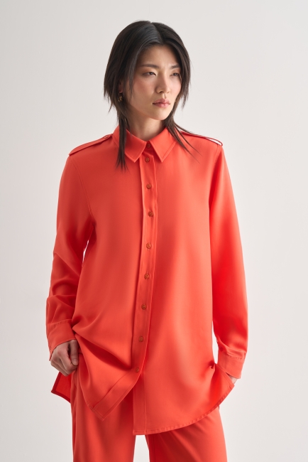 Mizalle Modal Karışımlı Apoletli Nar Çiçeği Tunik - Mizalle