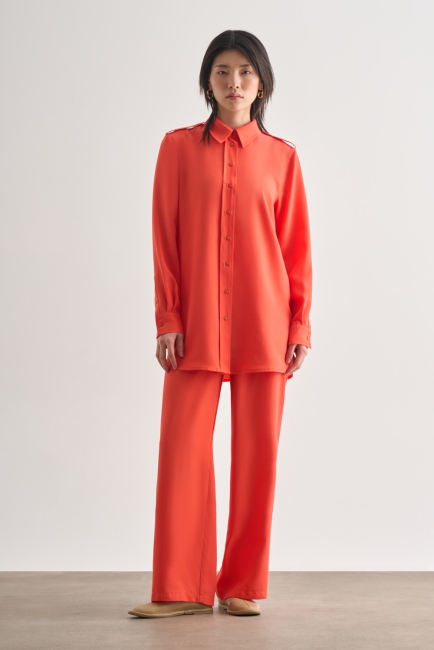 Mizalle Modal Karışımlı Apoletli Nar Çiçeği Tunik - Mizalle (1)