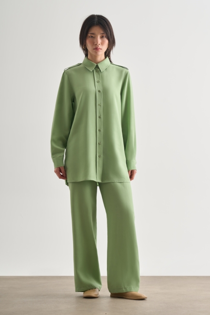 Mizalle Modal Karışımlı Apoletli Yeşil Tunik - Mizalle (1)