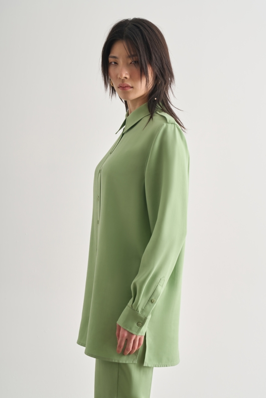 Mizalle Modal Karışımlı Apoletli Yeşil Tunik · 3