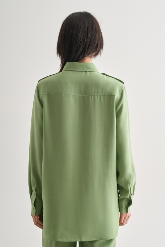 Mizalle Modal Karışımlı Apoletli Yeşil Tunik · 4