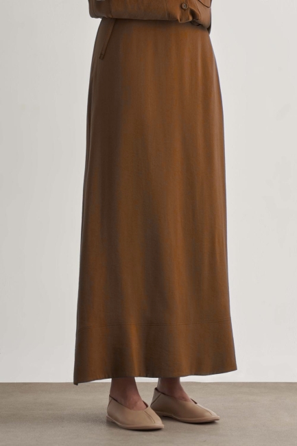 Mizalle Modal Karışımlı Camel Maksi Evaze Etek - Mizalle